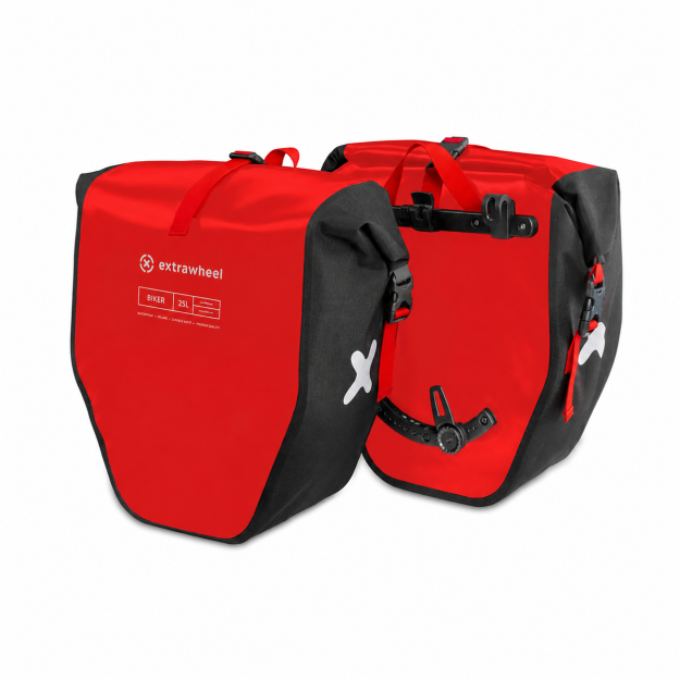 Extrawheel Bicycle panniers Biker PRO Red-Black 50L system Racktime/Tubus