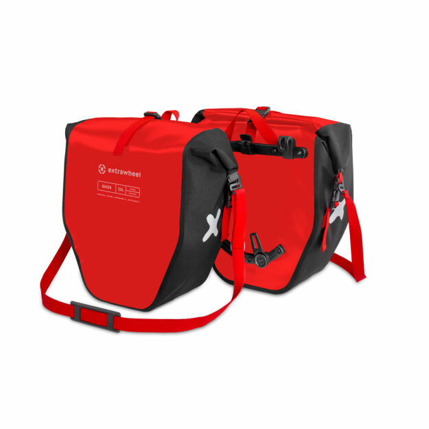 Bicycle panniers Extrawheel Biker PRO Red-Black 50L